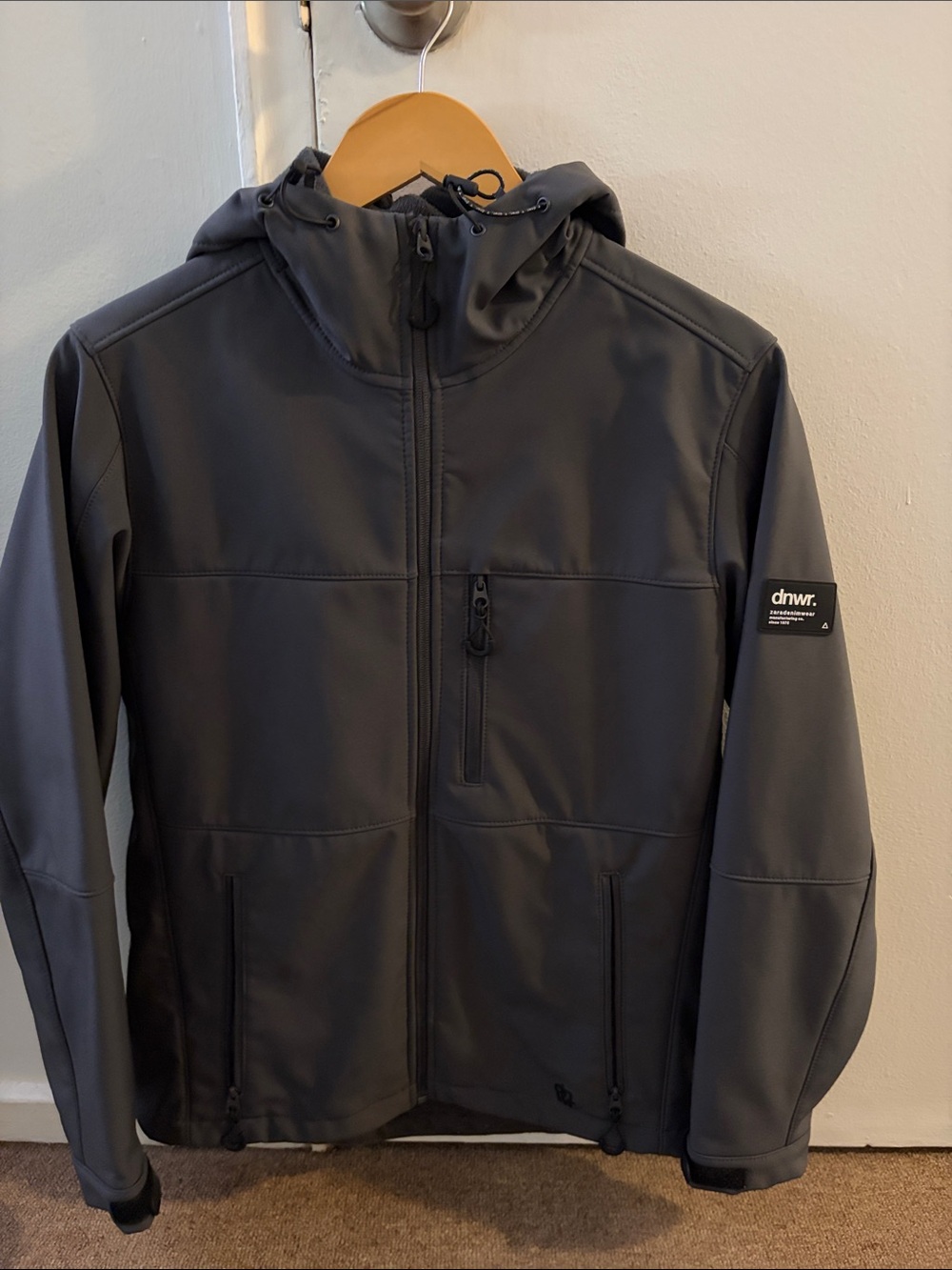 Zara Men's Hooded Windbreaker Jacket - Charcoal